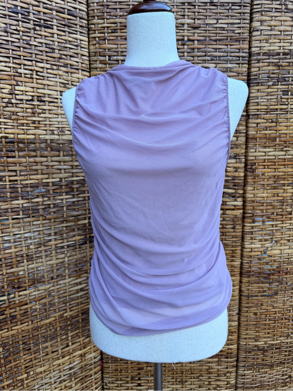 CALIA by Carrie Underwood Ruched Mock Tank - Berry Pink (Dusty Lavender) Medium